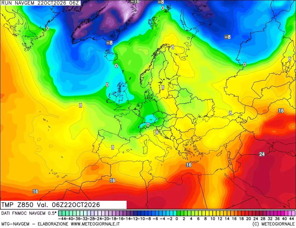 mappa Temperatura a 850 hPa