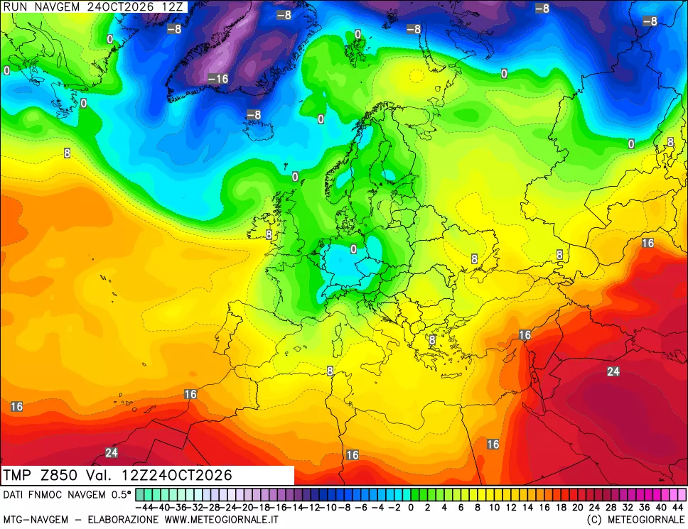 mappa Temperatura a 850 hPa