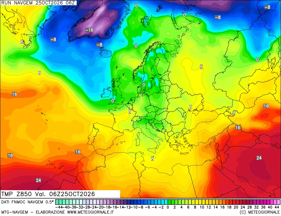 mappa Temperatura a 850 hPa