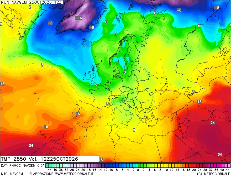 mappa Temperatura a 850 hPa