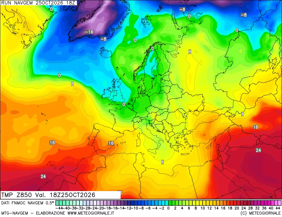 mappa Temperatura a 850 hPa