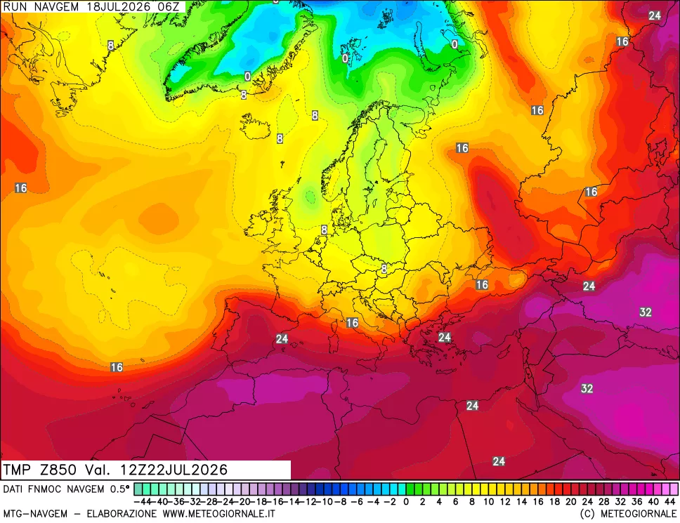 mappa Temperatura a 850 hPa