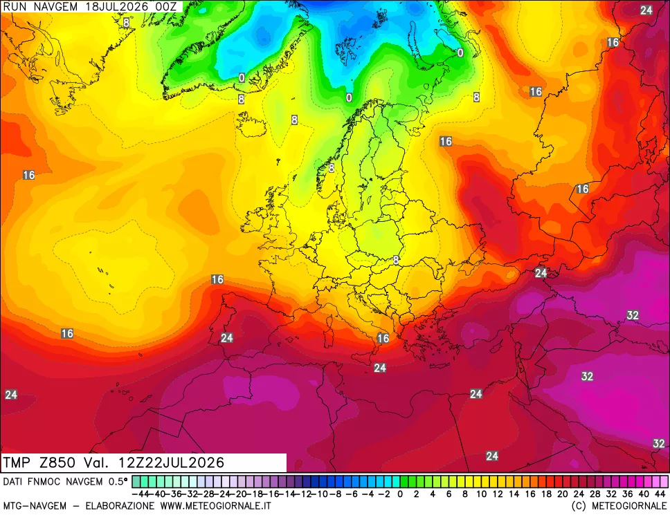 mappa Temperatura a 850 hPa