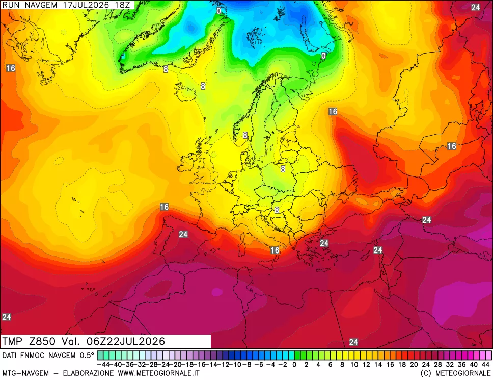 mappa Temperatura a 850 hPa