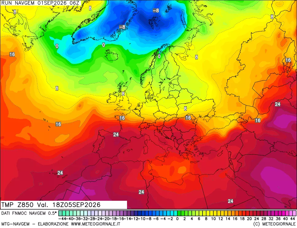 mappa Temperatura a 850 hPa