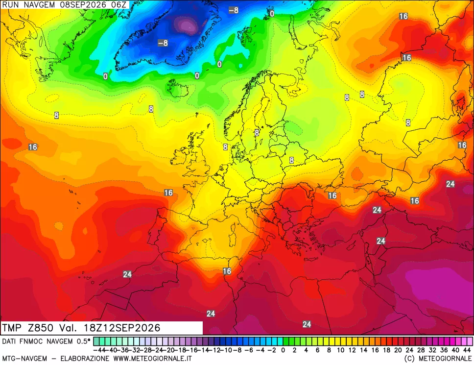 mappa Temperatura a 850 hPa