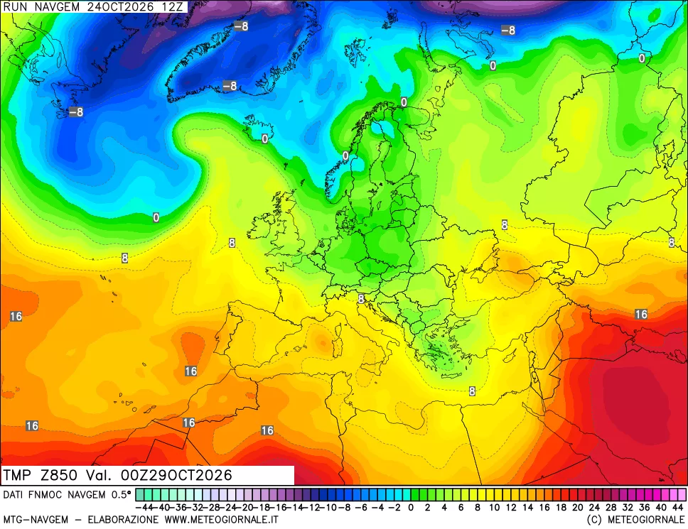 mappa Temperatura a 850 hPa