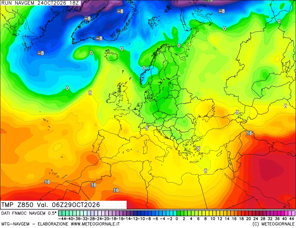 mappa Temperatura a 850 hPa