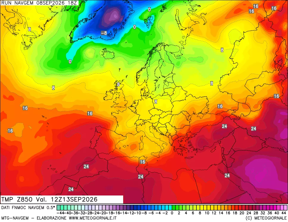 mappa Temperatura a 850 hPa