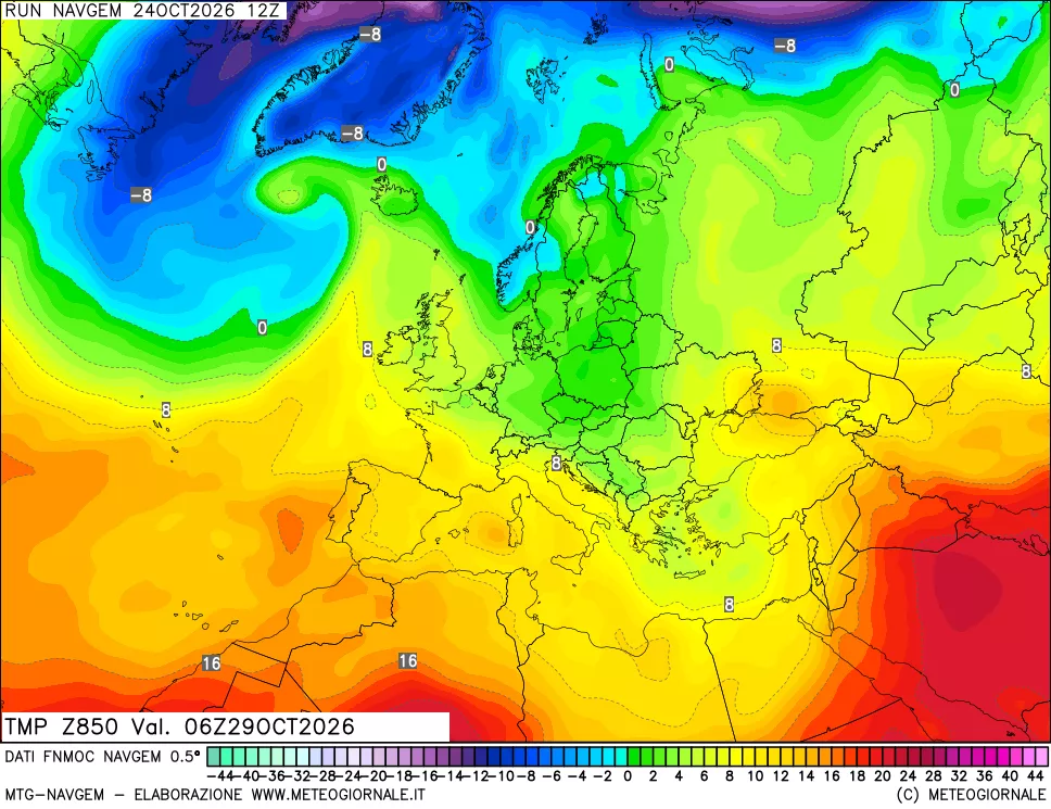 mappa Temperatura a 850 hPa