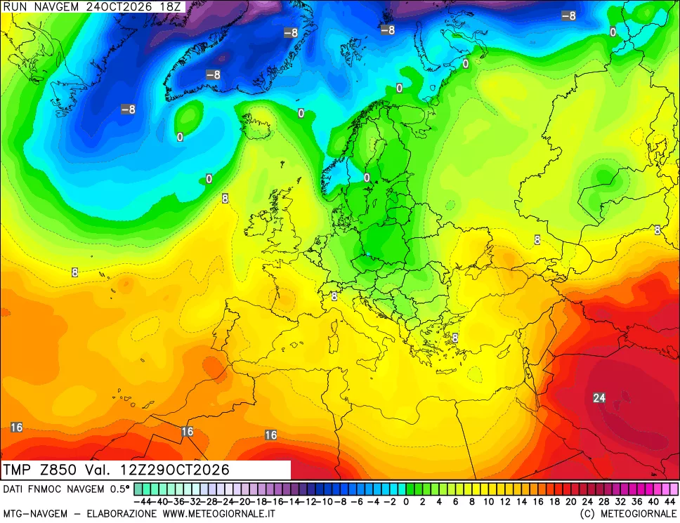 mappa Temperatura a 850 hPa