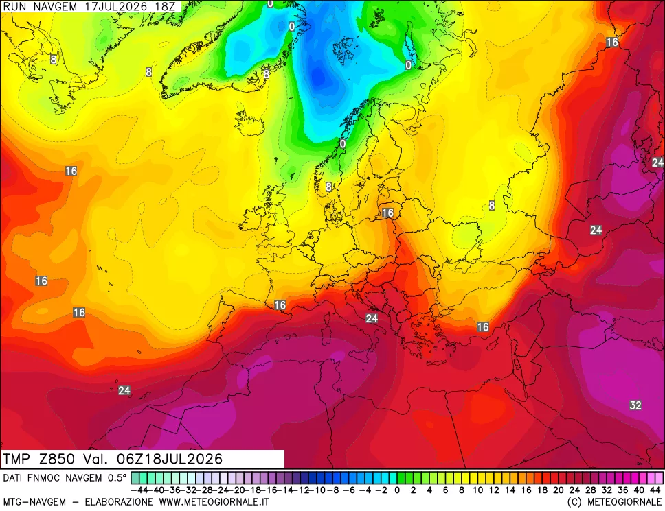mappa Temperatura a 850 hPa
