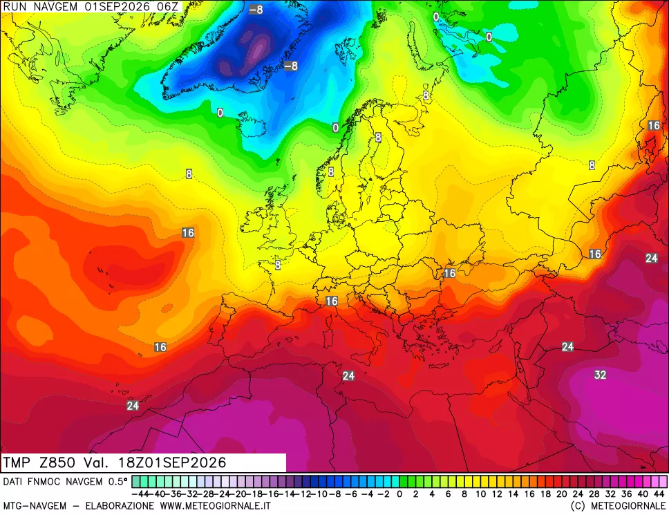 mappa Temperatura a 850 hPa