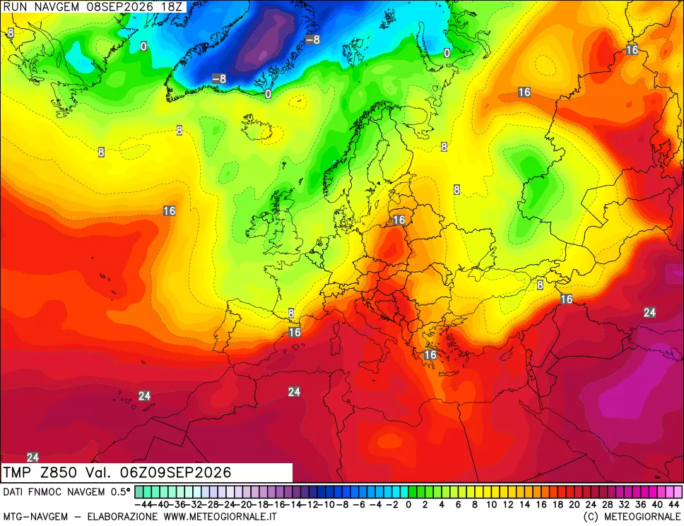 mappa Temperatura a 850 hPa