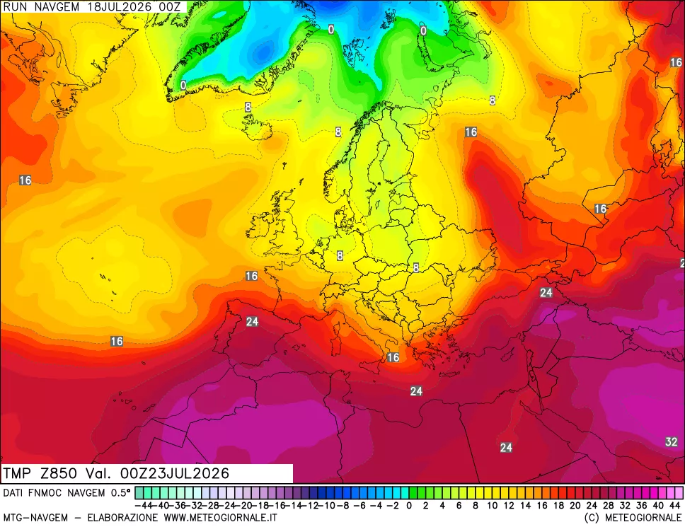 mappa Temperatura a 850 hPa