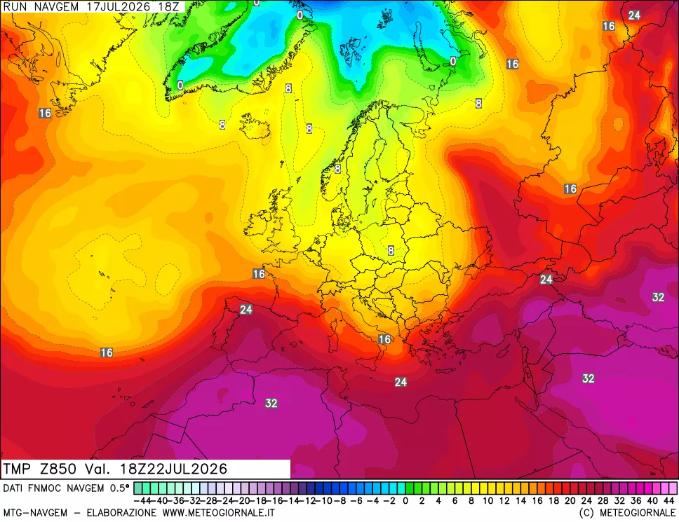 mappa Temperatura a 850 hPa
