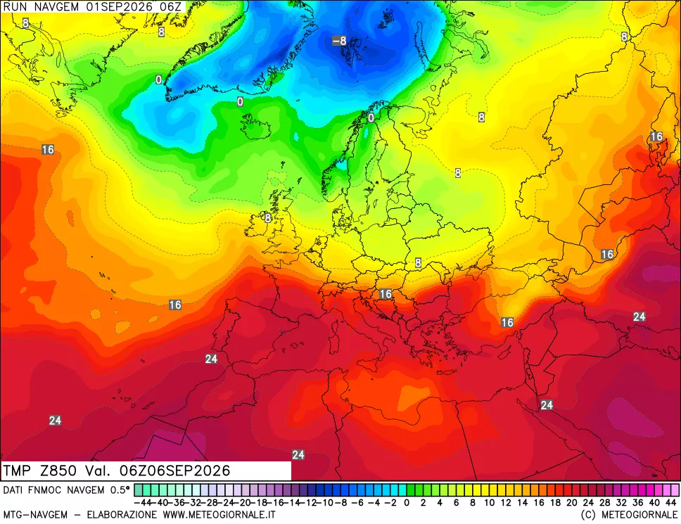 mappa Temperatura a 850 hPa