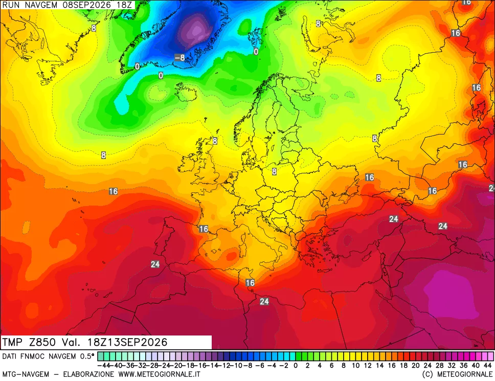 mappa Temperatura a 850 hPa