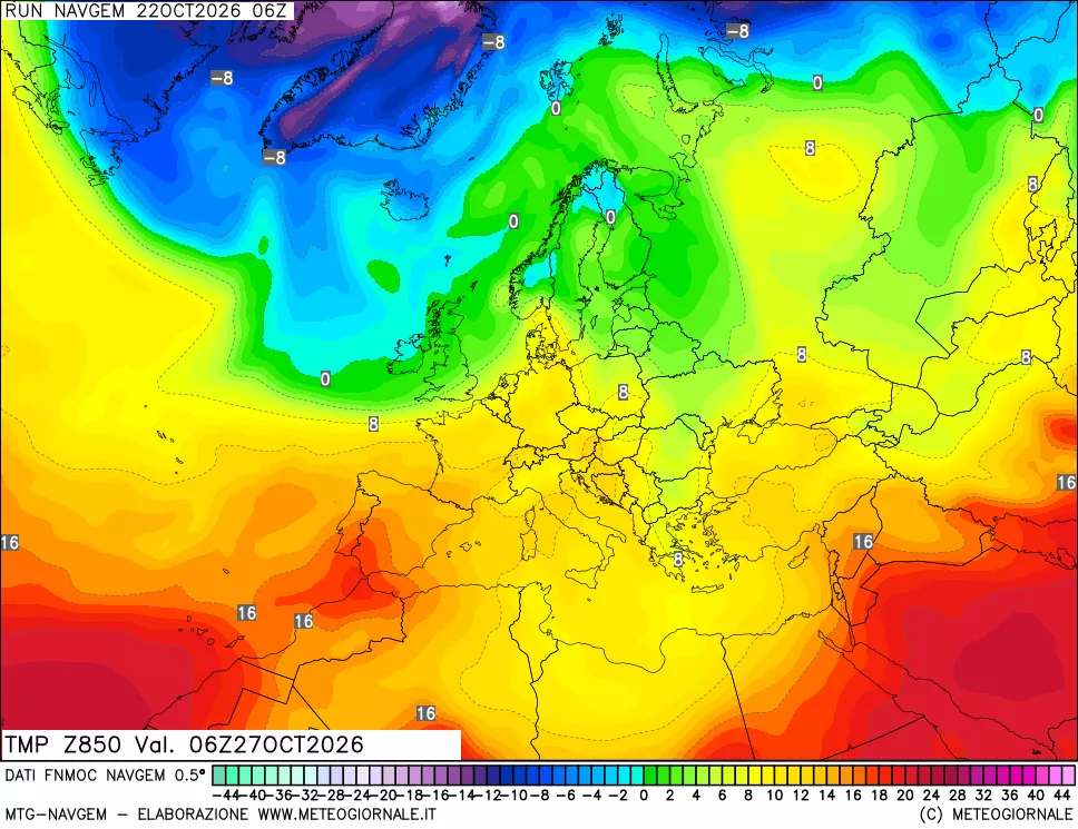 mappa Temperatura a 850 hPa