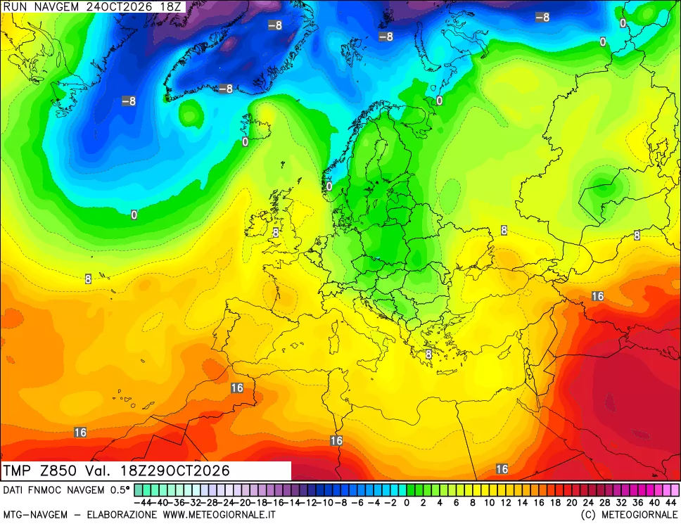 mappa Temperatura a 850 hPa