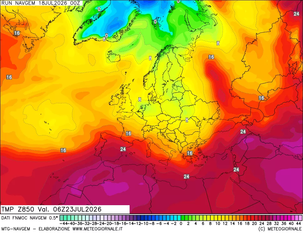 mappa Temperatura a 850 hPa