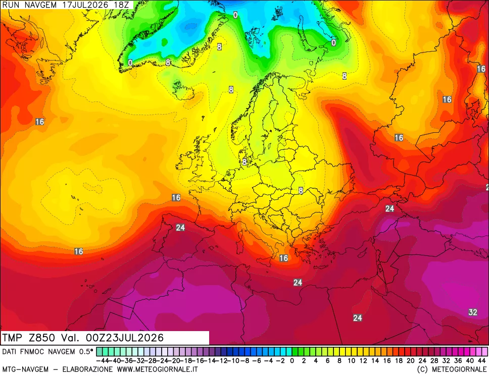 mappa Temperatura a 850 hPa