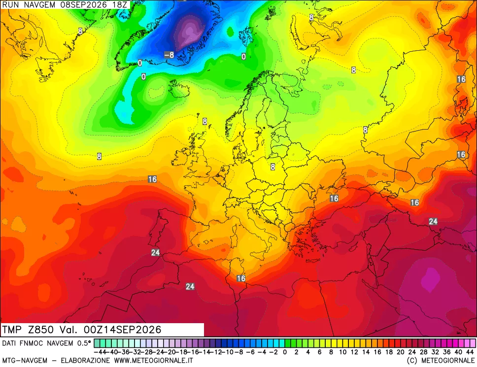 mappa Temperatura a 850 hPa