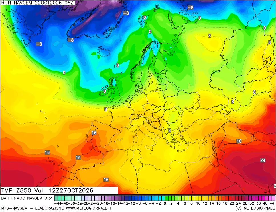 mappa Temperatura a 850 hPa