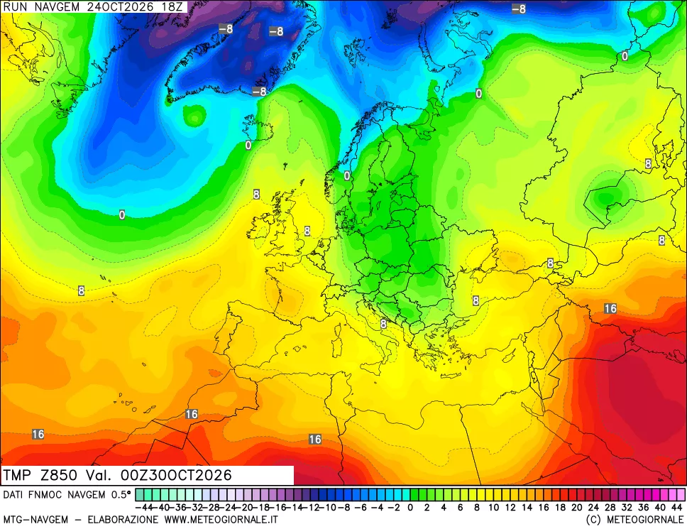 mappa Temperatura a 850 hPa