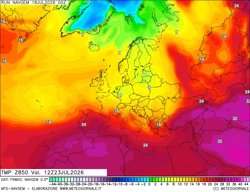 mappa Temperatura a 850 hPa