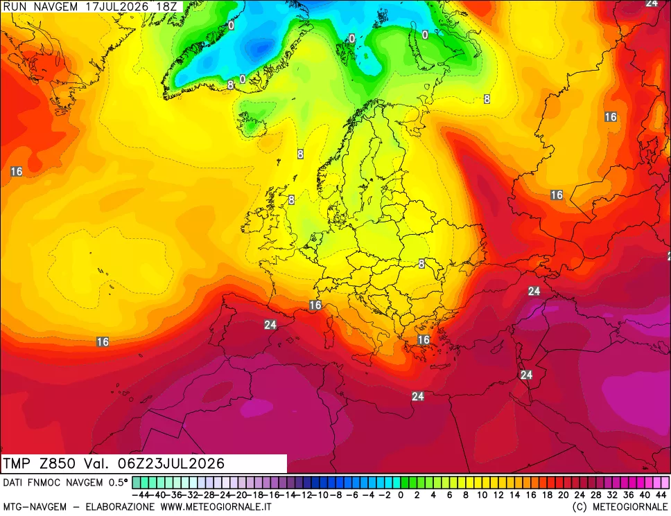 mappa Temperatura a 850 hPa