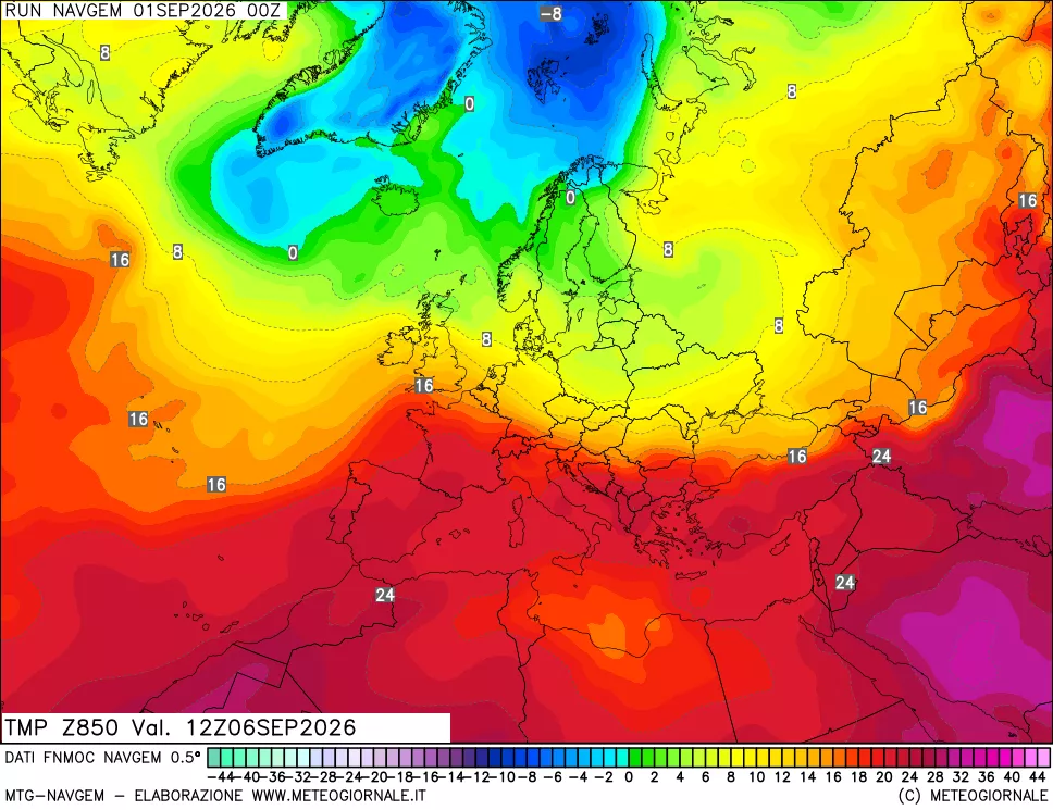 mappa Temperatura a 850 hPa