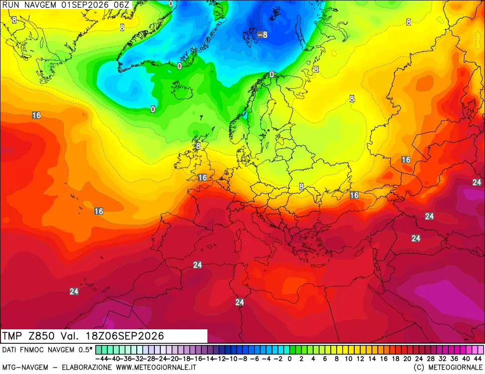 mappa Temperatura a 850 hPa