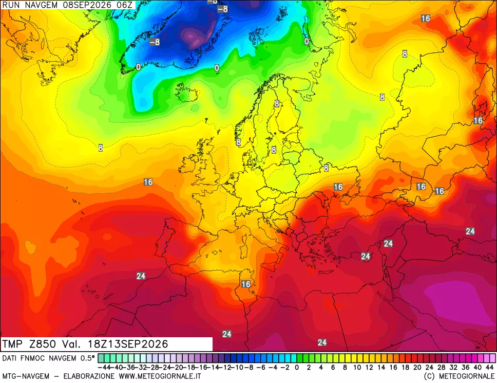 mappa Temperatura a 850 hPa