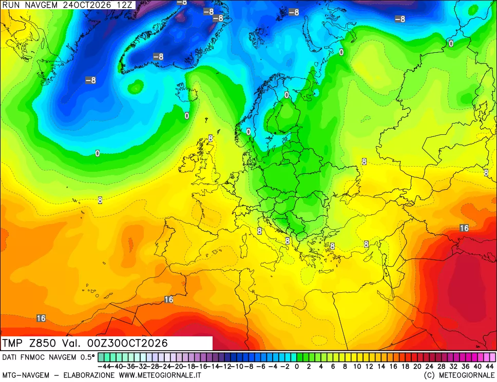 mappa Temperatura a 850 hPa