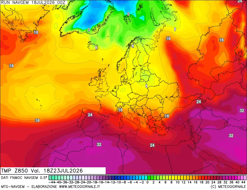 mappa Temperatura a 850 hPa