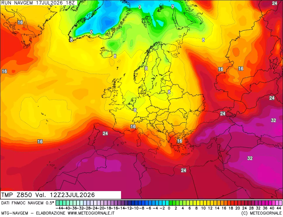 mappa Temperatura a 850 hPa