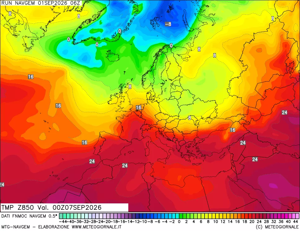 mappa Temperatura a 850 hPa