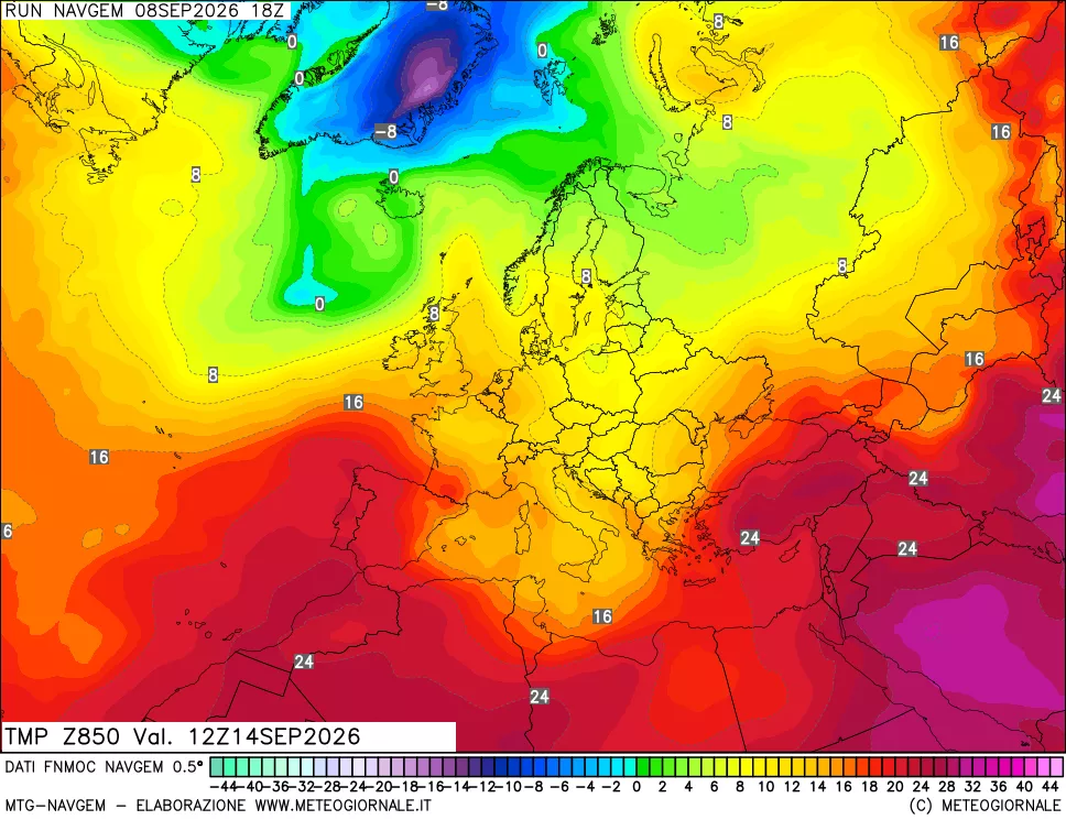 mappa Temperatura a 850 hPa