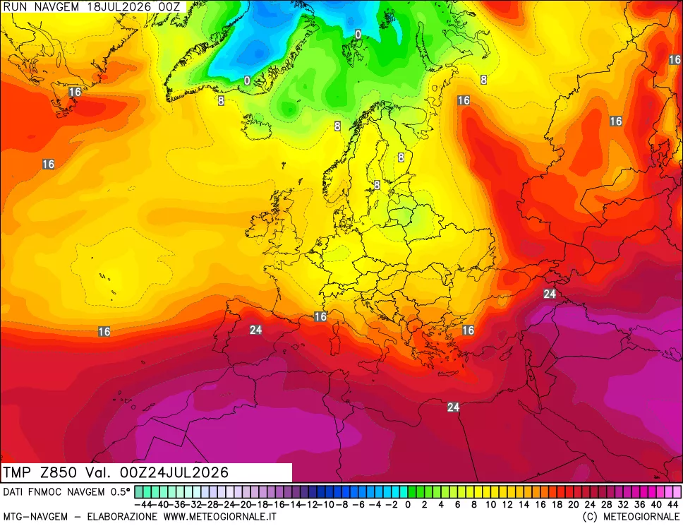 mappa Temperatura a 850 hPa