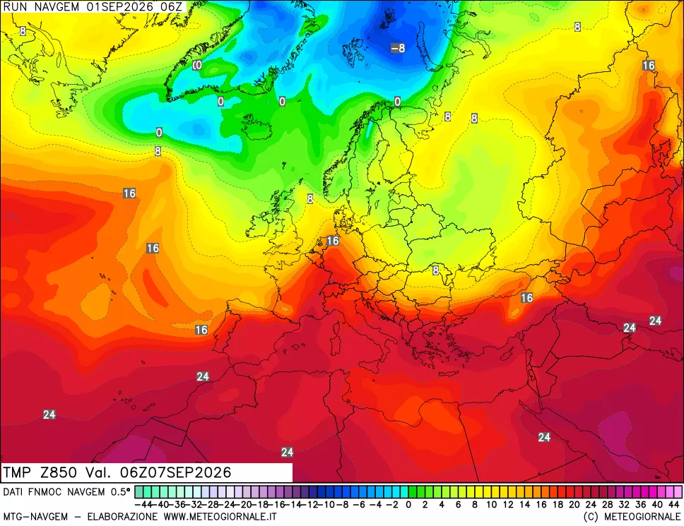 mappa Temperatura a 850 hPa