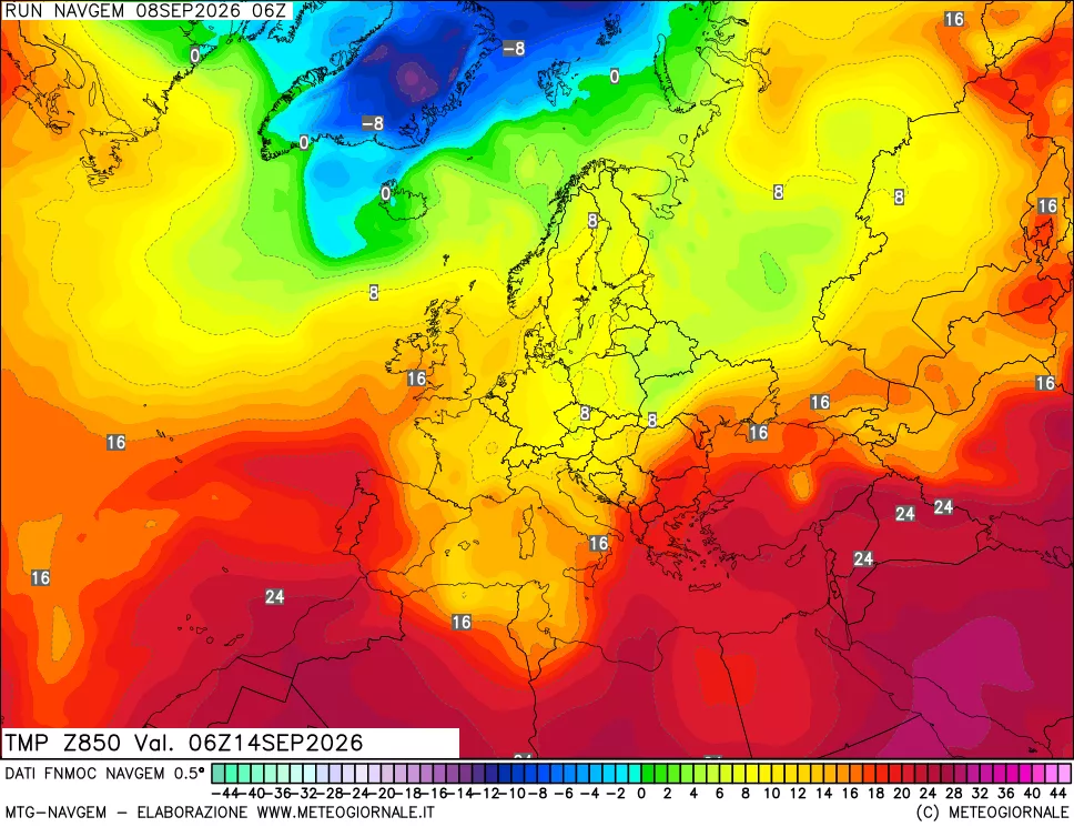 mappa Temperatura a 850 hPa