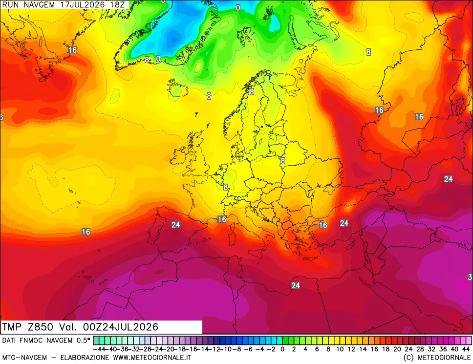 mappa Temperatura a 850 hPa