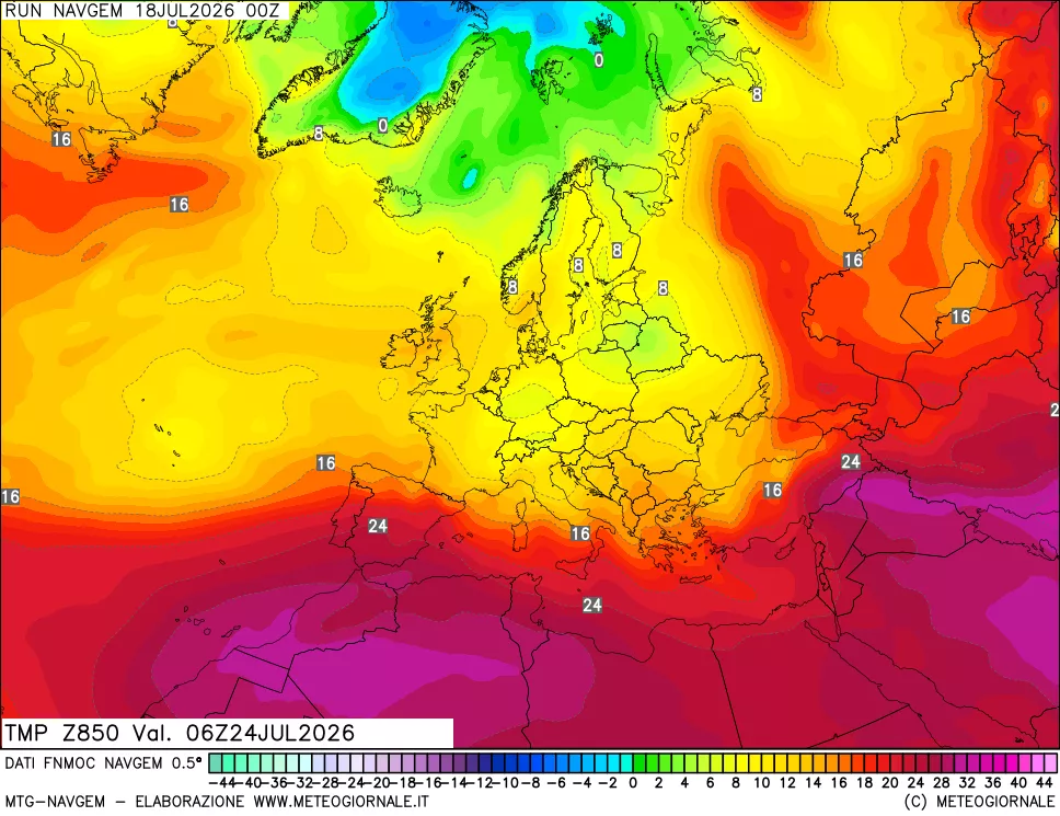 mappa Temperatura a 850 hPa