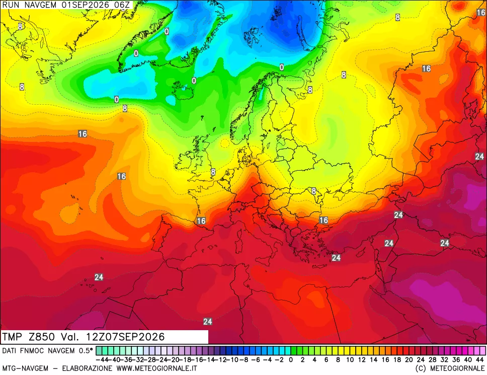 mappa Temperatura a 850 hPa