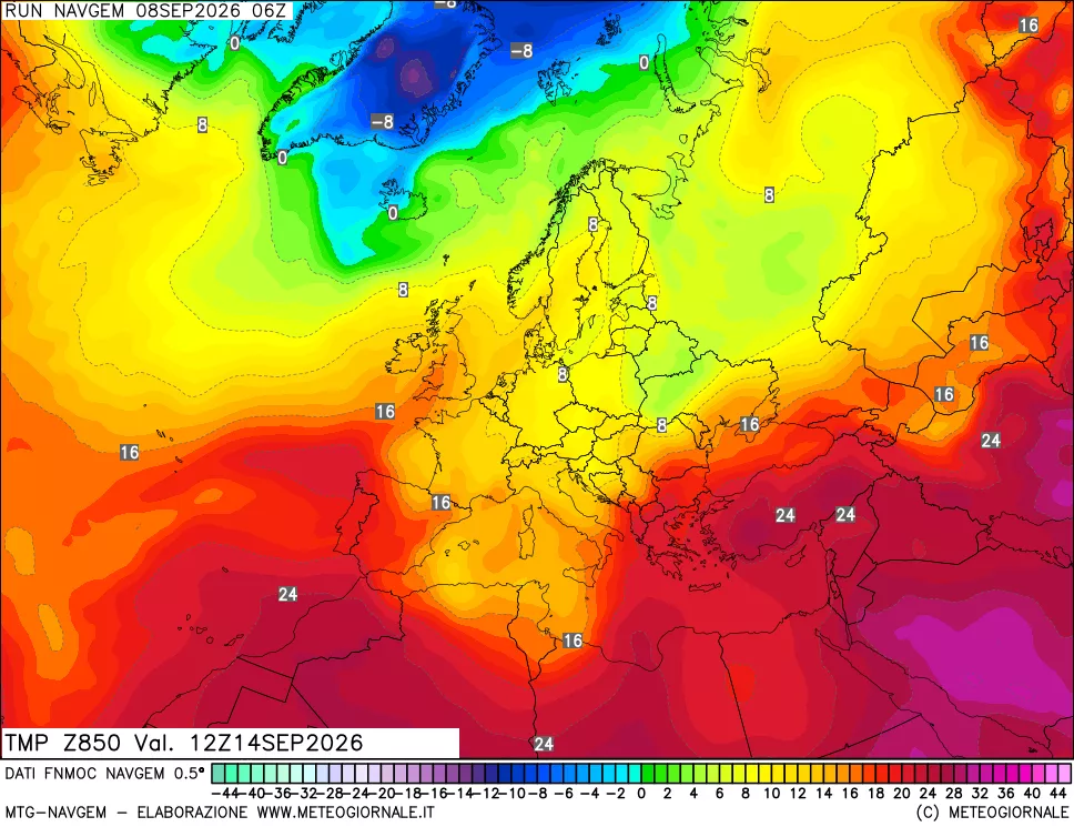 mappa Temperatura a 850 hPa