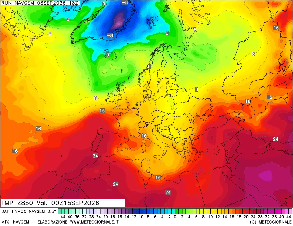 mappa Temperatura a 850 hPa