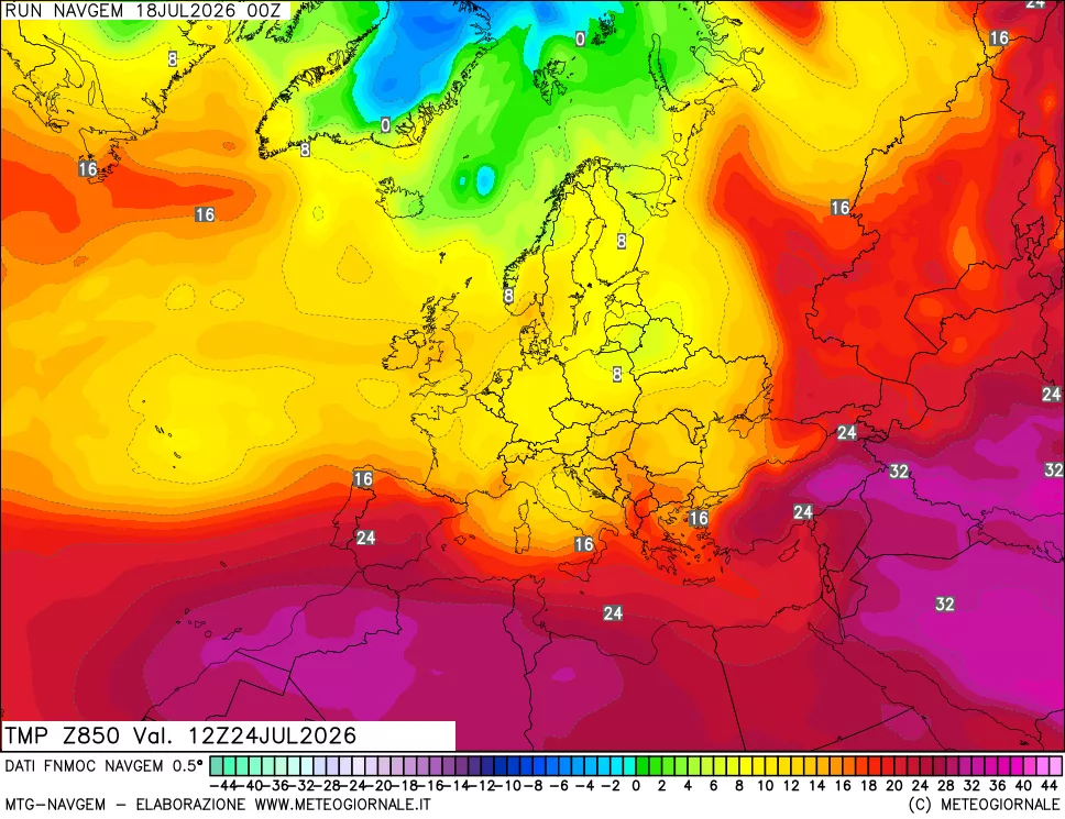 mappa Temperatura a 850 hPa