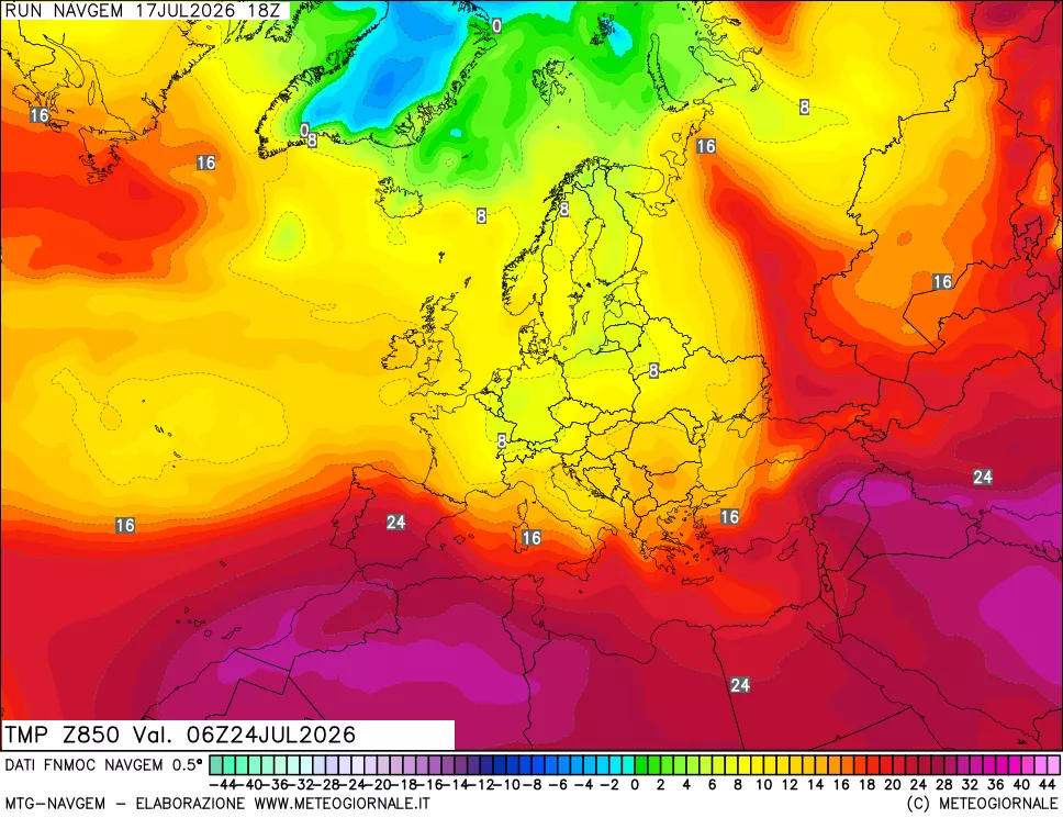 mappa Temperatura a 850 hPa