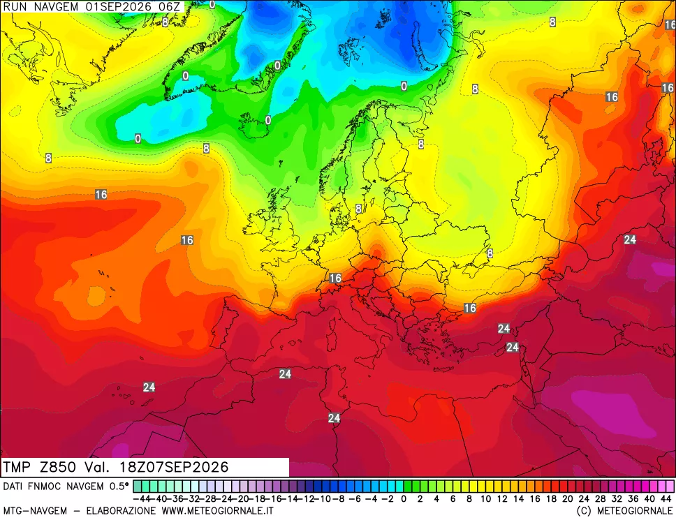 mappa Temperatura a 850 hPa
